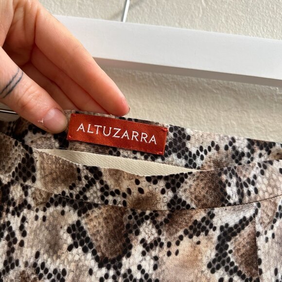 ALTUZARRA Snake Print 100% Silk Crepe De Chine Midi Slip Skirt - Picture 6 of 9